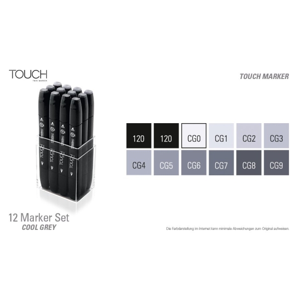 Shinhan Touch Marker "CG" (Cool Grey) Color - Set of 12