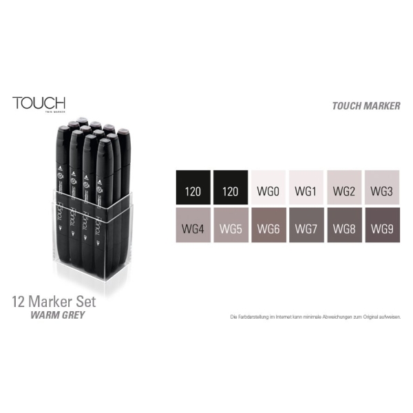 Shinhan Touch Marker "WG" (Warm Grey) Color - Set of 12