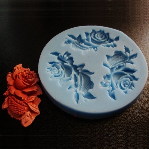 Rose Flower with Leafs Silicone Clay Moulds