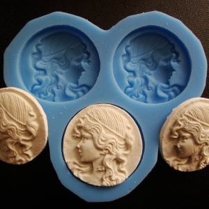 Lady Cameo Round Silicone Clay Mould