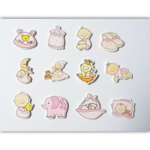 Baby Girl Wooden Embellishment Set (12 pcs)