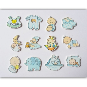 Baby Boy Wooden Embellishment Set (12 pcs)