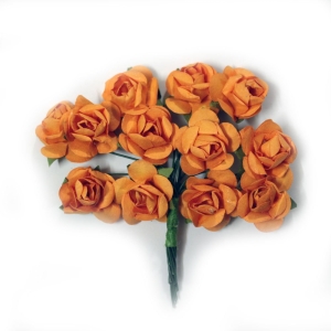 Mulberry Paper Roses - Orange (Pack of 24 roses)