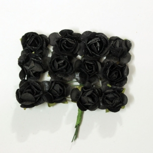 Mulberry Paper Roses - Black (Pack of 24 roses)