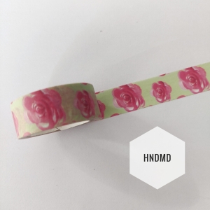 Pink roses with green background Washi Tape