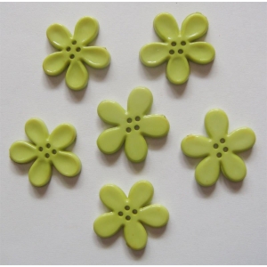 Plastic Flower Buttons - Green