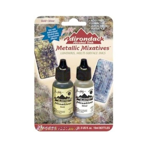 Tim Holtz Alcohol Ink Metallic Mixatives - Gold and Silver