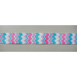 GrossGrain 1 Inch Ribbons - Chevron Style - Pink and Blue