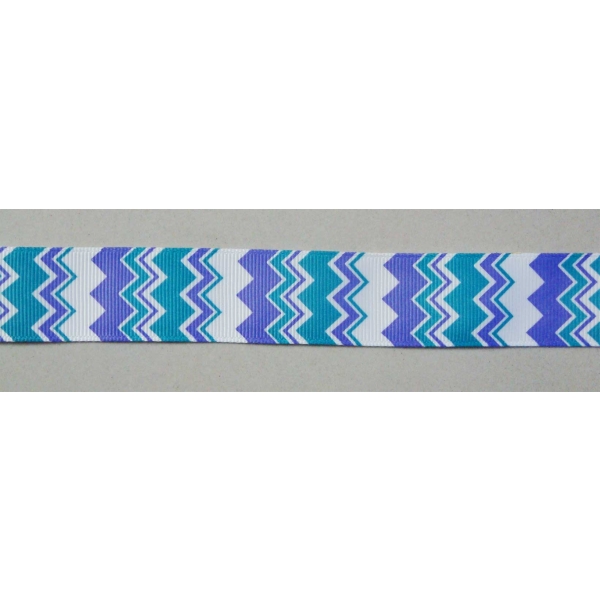 GrossGrain 1 Inch Ribbons - Chevron Style - Purple and Blue