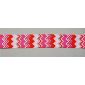 GrossGrain 1 Inch Ribbons - Chevron Style - Red and Pink