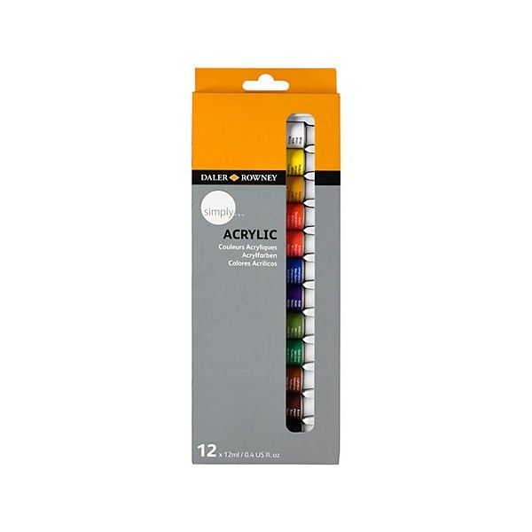 Daler Rowney Simply Acrylic Color Set - 12 Colors