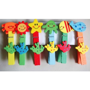 Assorted Wooden Clips - Funny Faces