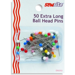 Sewrite Long Ball Point Color Head Pins (50 pins)