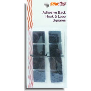 Sewrite Adhesive Back Hook & Loop Squares - Black