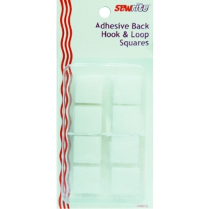 Sewrite Adhesive Back Hook & Loop Squares - White