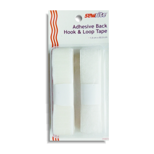 Sewrite Adhesive Back Hook & Loop Tape - White