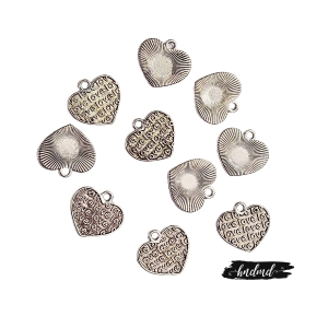 Metal Charms - Love Love Heart (Pack of 10)