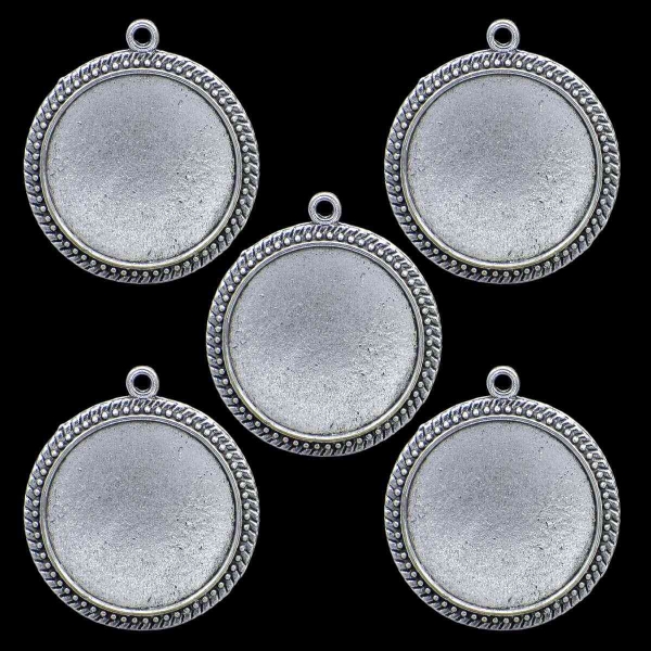 Metal Circle Bezels or Pendants (Pack of 5 pcs) (MC-3856)