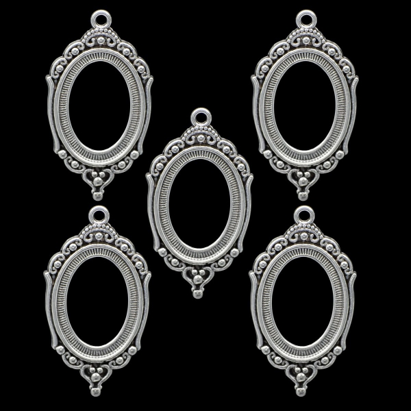 Metal Oval Bezels or Pendants (Pack of 5 pcs) (MC-4328)