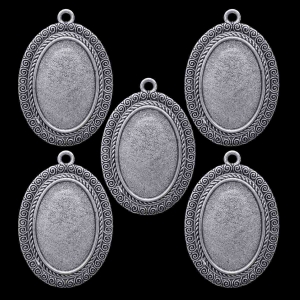 Metal Oval Bezels or Pendants (Pack of 5 pcs) (MC-5317)