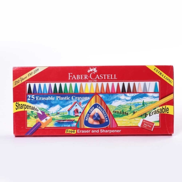 Faber Castell Erasable Plastic Crayons - Extra Long (Pack of 25)