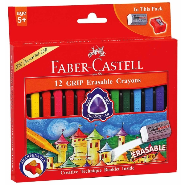 Faber Castell Erasable Grip Crayons (Pack of 12)