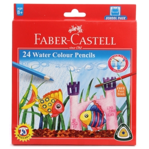 Faber Castell Triangular Water Colour Pencils - Set of 24 (Full-Length)