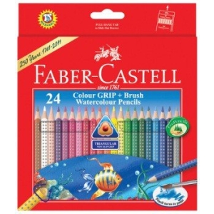 Faber Castell Colour Grip Watercolour Pencils With Brush (Pack of 24)