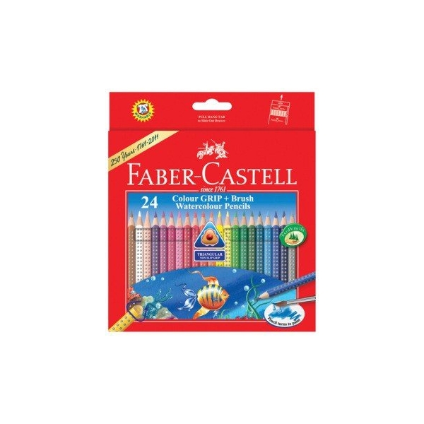 Faber Castell Colour Grip Watercolour Pencils With Brush (Pack of 24)