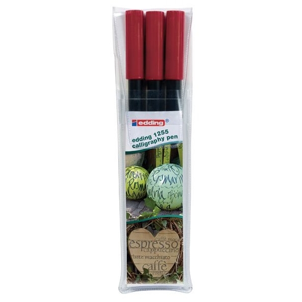 edding 1255 Calligraphy Pen - Crimson Red (Pack of 3)