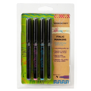 Manuscript Callicreative 4 Assorted Italic Marker Pens - Broad