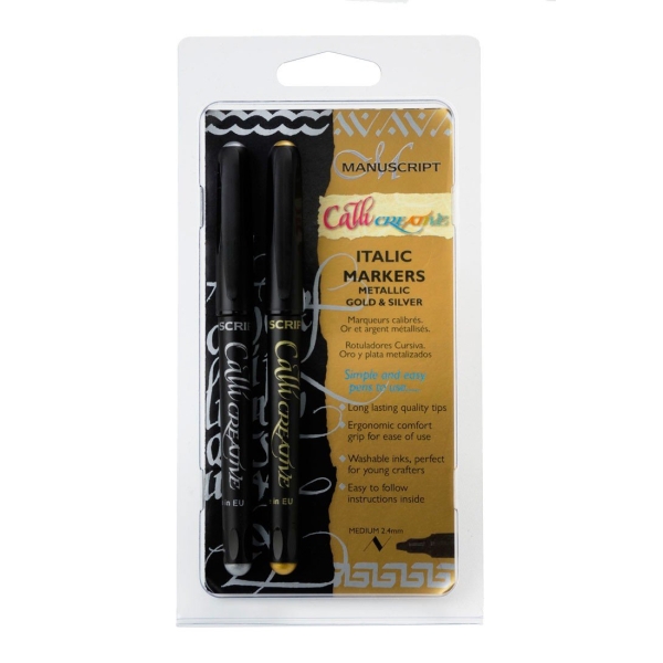 Manuscript Callicreative Metallic Gold & Silver Marker Pens - Medium