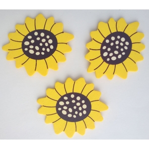 Wooden Die Cuts - Flowers - Yellow and Black (Pack of 5)