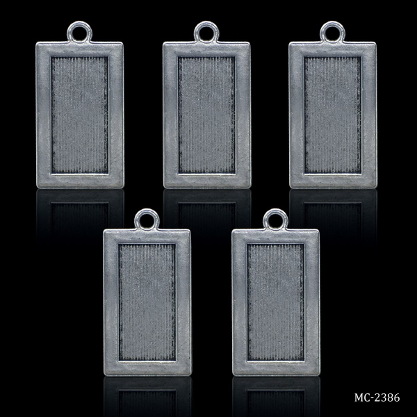 Metal Rectangle Bezels or Pendants (Pack of 5 pcs) (MC-2386)