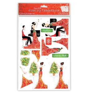 Paper Mania A4 Glittered Decoupage Pack - Strictly Christmas