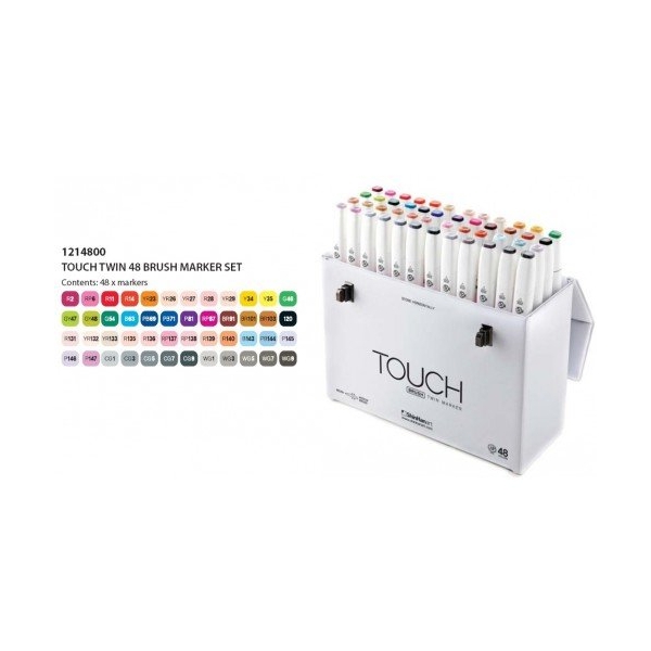 Shinhan Touch Twin Brush Markers (Set of 48 assorted Shades)