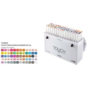 Shinhan Touch Twin Brush Markers (Set of 60A assorted Shades)