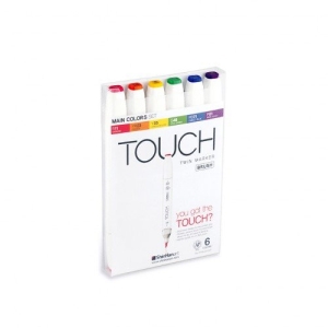 Shinhan Touch Twin Brush Markers (Set of 6 Main Shades)