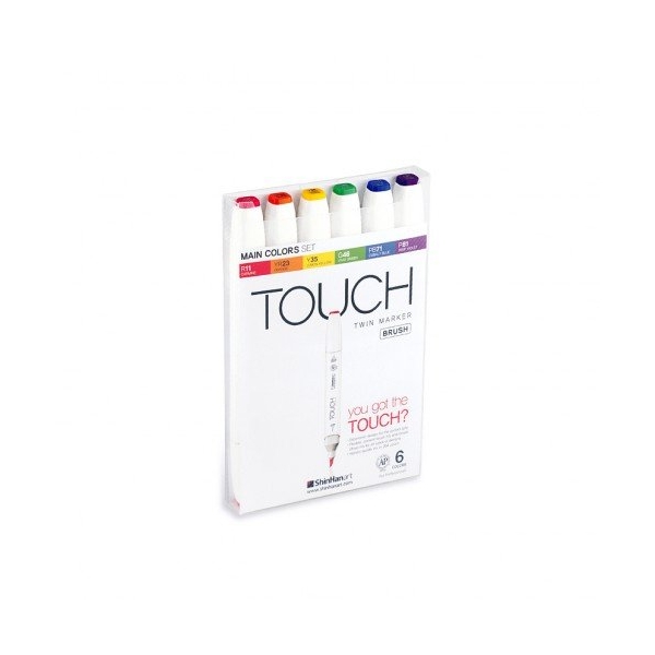 Shinhan Touch Twin Brush Markers (Set of 6 Main Shades)