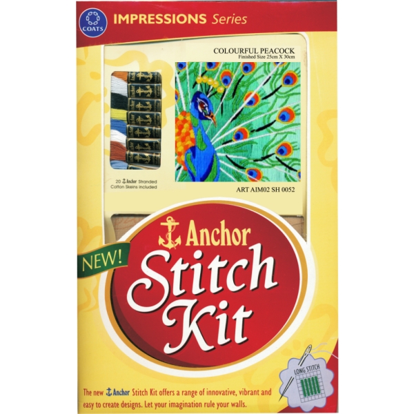 Anchor Stitch Kit - Colourful Peacock (25cm x 30cm)