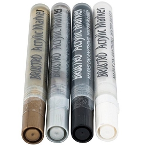 Brustro Acrylic Marker Set of 4 - Metallic & Black