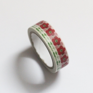 Floral - Red, Green and White - Japanese Washi Tape