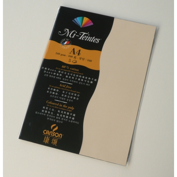 Canson Mi-Teintes A4 colour sheets 160gsm - Cream 407