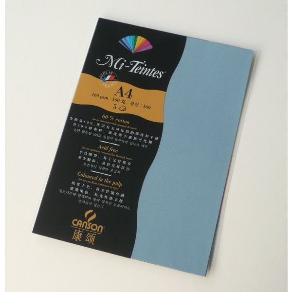 Canson Mi-Teintes A4 colour sheets 160gsm - Light Blue 490