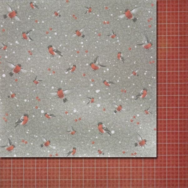 ScrapBerrys 12x12 Patterned Paper - Once Upon A Winter - Bullfinches (Set of 10 sheets)