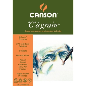 Canson "C" a' grain 180 GSM A3 Pack of 5 Sheets