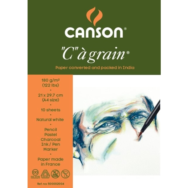 Canson "C" a' grain 180 GSM A4 Pack of 10 Sheets