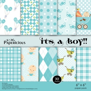 Papericious - Its a Boy (6 by 6 patterned paper)