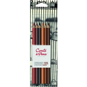 Conte A Paris Artist's Sketching Pencils Sanguine Set of 6 - Blister Pack