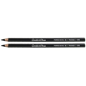 Conte A Paris Artist's Pencils Pierre Noire 3B (Box of 12 Pencils)